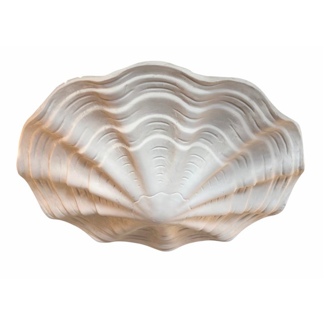 Modern John Dickinson Style White Plaster Shell Form Pendant Light Fixture For Sale - Image 3 of 4