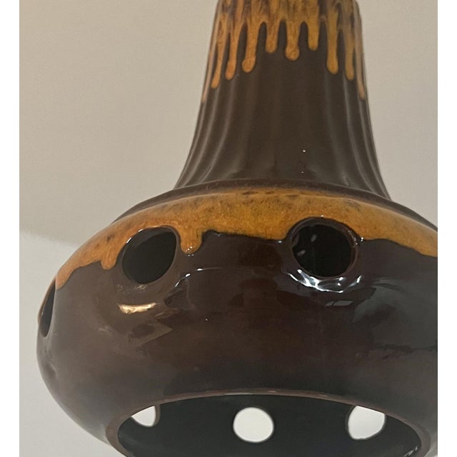 Brown Glazed Ceramic Pendant Lights, Germany, 1970s, Set of 3 For Sale - Image 9 of 15