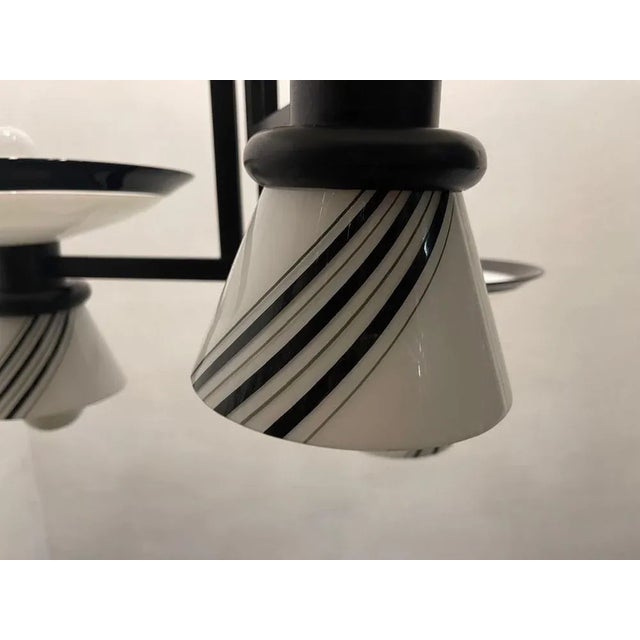 Architectural Black and White Pendant Light, 1980s For Sale - Image 9 of 10