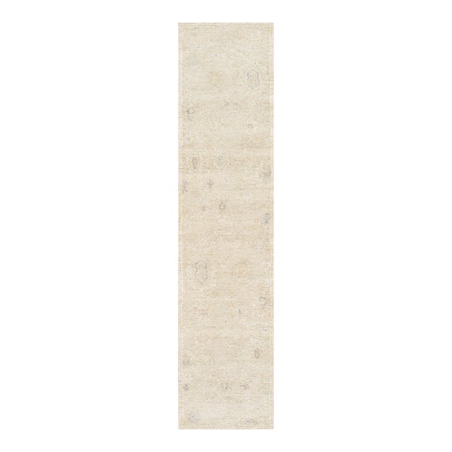 Pasargad Home Oushak Beige Wool Area Rug- 3' 0'' X 14' 3'' For Sale
