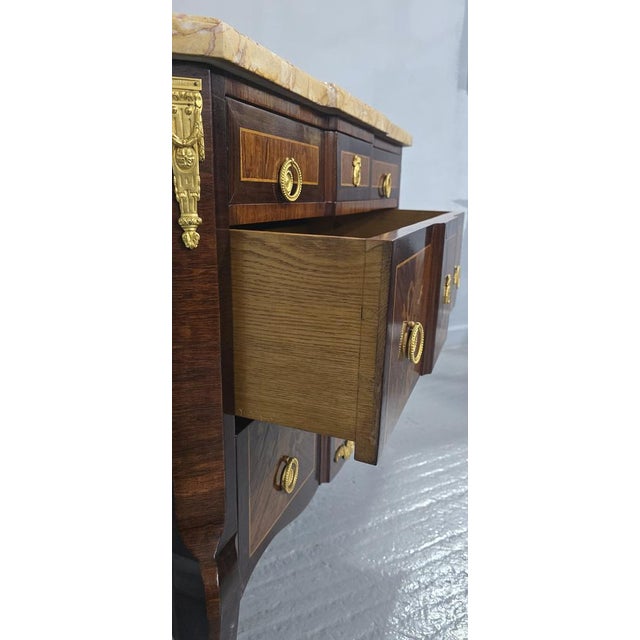 Brown French Marquetry Commode Chest of Drawers, 1920s For Sale - Image 8 of 11