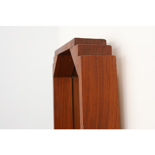 Brown Art Deco Geometric Octagonal Wooden Mirror, Italy, 1920s For Sale - Image 8 of 12