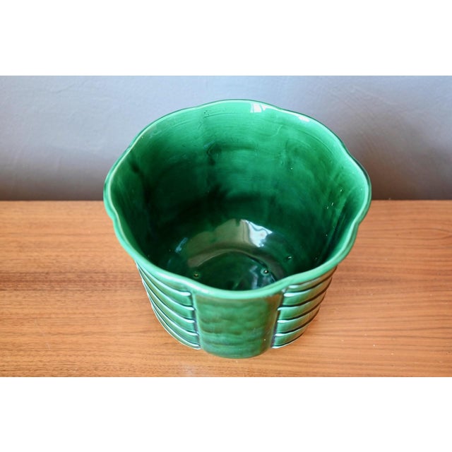 Ceramic Art Deco Emerald Green Octagonal Ceramic Planter from Longchamp, 1960s For Sale - Image 7 of 8