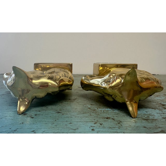 Metal Vintage Brass Horse Head Bookends - a Pair For Sale - Image 7 of 8