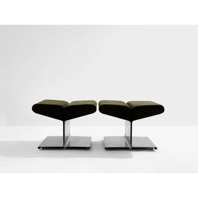 1970s Paul Geoffroy for Uginox Stainless Steel Alcantara Ottomans 1975 For Sale - Image 5 of 9