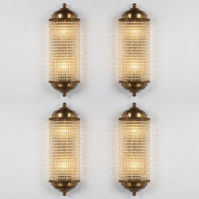 Vintage Art Deco Style Crystal Sconces, 1970, Set of 4 For Sale - Image 16 of 17