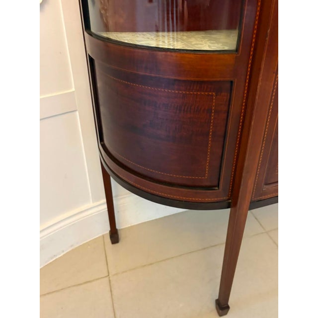 Antique Edwardian Mahogany Inlaid Bow-Ended Display Cabinet, 1900 For Sale - Image 11 of 15