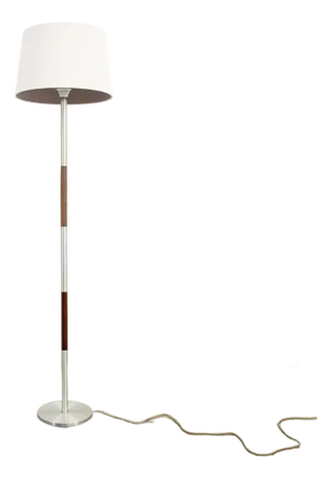 Mid Century Danish Modern Floor Lamp Light Round Tall Rosewood Vintage Shade