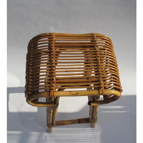 Mid-Century Rattan Cocktail Bar with Three Stools, 1960s, Set of 4 For Sale - Image 17 of 18