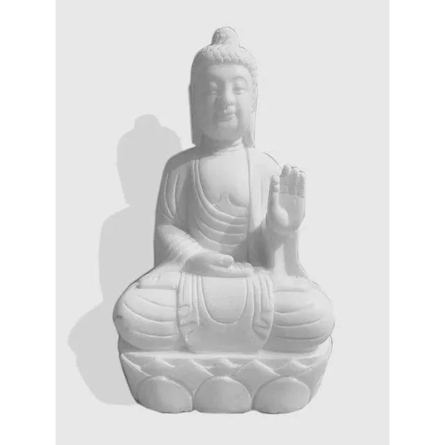 White Marble Buddha Sculpture For Sale - Image 4 of 4