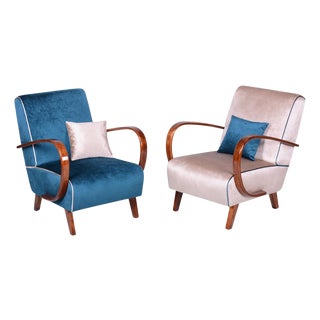 Czech Art Deco Armchairs attributed to Jindrich Halabala for Up Závody, 1940s, Set of 2 For Sale