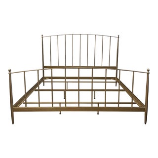 Eastern King Crate & Barrel Royce Nelson Mason Brass Bed Frame For Sale
