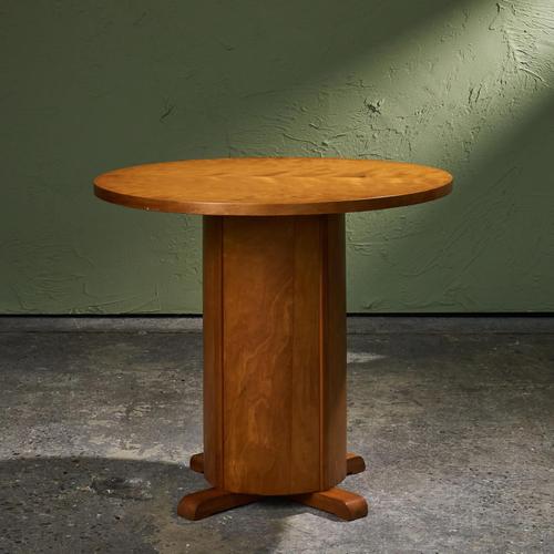 Art Deco Round Pedestal Side Table in Beech, Belgium For Sale - Image 3 of 9