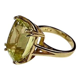 14k Yellow Gold Citrine Cocktail Ring For Sale