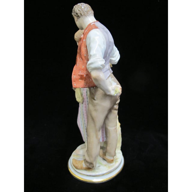 Antique 19thc Meissen Gustave Deloye Porcelain Harvest Peasant Couple Figurine For Sale - Image 9 of 9