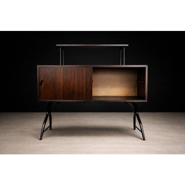 Brazilian Modern Curved Brazilian Bar in Rosewood and Ebony Finish 1950s For Sale - Image 11 of 12