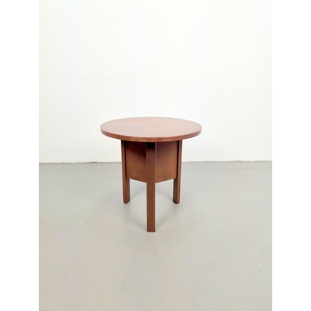 Dutch Art Deco Modernist Round Oak Side Table, 1930s For Sale - Image 6 of 9