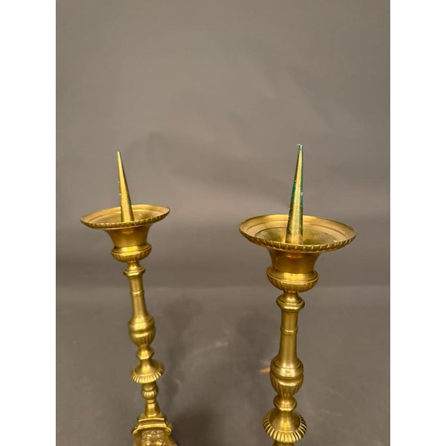 Pair of 19th Century French Gothic Style Bronze Candelabra With Cherub Motifs, Circa 1890 For Sale - Image 12 of 17