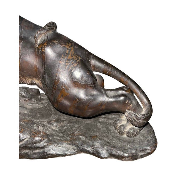 Genryusai Seiya Bronze Tiger and Snake Sculpture, Meiji Period, Japan, Late 19th For Sale - Image 4 of 8