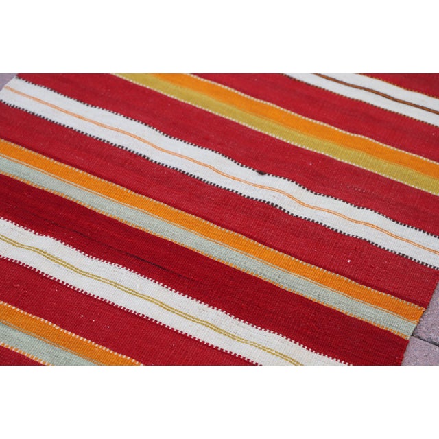 1970s Scandianvian Red Striped Kilim Runner For Sale - Image 4 of 9