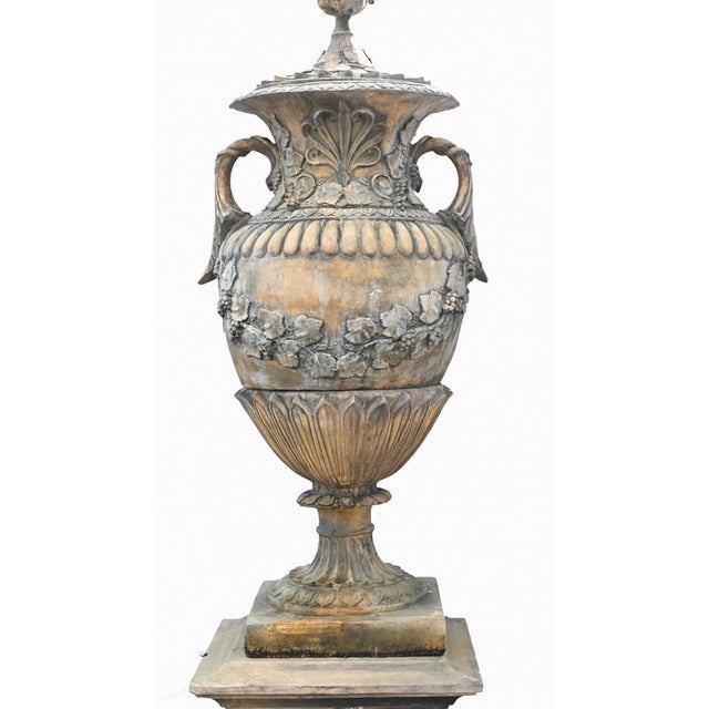 Classical English Amphora Stone Garden Vases, Set of 2 For Sale - Image 4 of 18