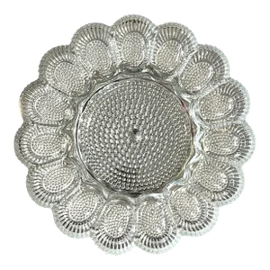 1960s Indiana Glass Deviled Egg Tray, Thick Hobnail Glass