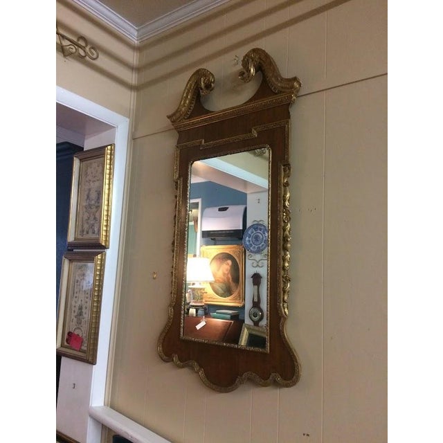 Traditional Vintage Federal Style Mirror, Walnut and Gilded Mirror For Sale - Image 3 of 9