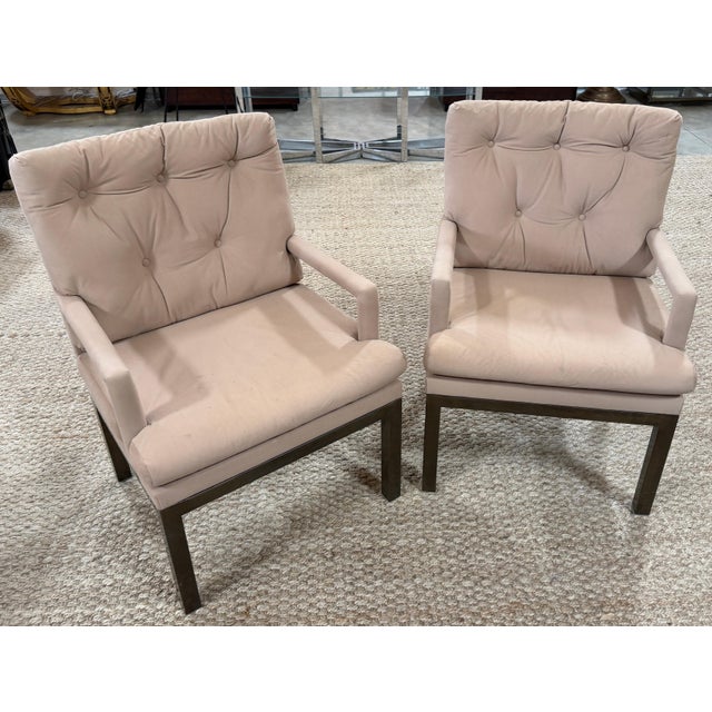 Pair Mastercraft Bronze Parsons Club Chairs, Spain, 1970s A sculptural and well-proportioned pair of Mastercraft bronze...