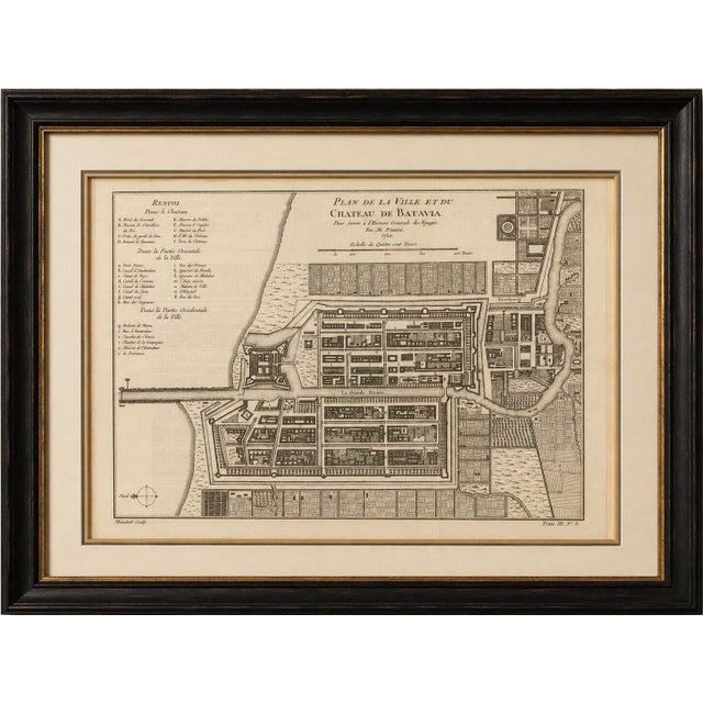 This finely engraved eighteenth-century city plan depicts Batavia, the fortified capital of the Dutch East Indies and the...