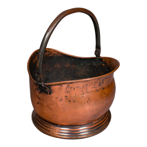 Vintage Regimental Mess Coal Bucket, English, Copper, Fireside Helmet Scuttle