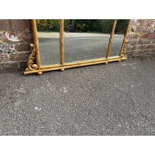 Antique English Shaped Top Gilt Ornate Overmantle Mirror, 1800s For Sale - Image 4 of 7