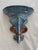 French Country Vintage Ceramic Wall Brackets Sconces Fleur-De-Lis Blue and Brown Glazed – A Pair For Sale - Image 3 of 8