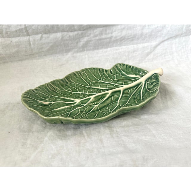 Bordallo Pinheiro Green Cabbage Leaf Relish Dish. Great to mix and match other cabbage leaf colors for a colorful table....