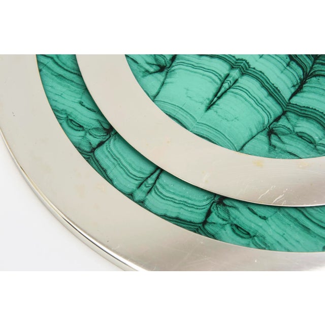 Vintage Malachite and Chrome Flat Tray Barware For Sale - Image 9 of 13