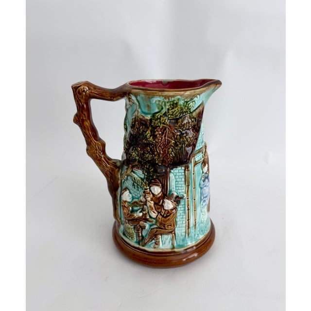 Antique Majolica Pitcher by Mouzin Leach & Cie, Nimy-Les-Mons, 1890s For Sale In Los Angeles - Image 6 of 10