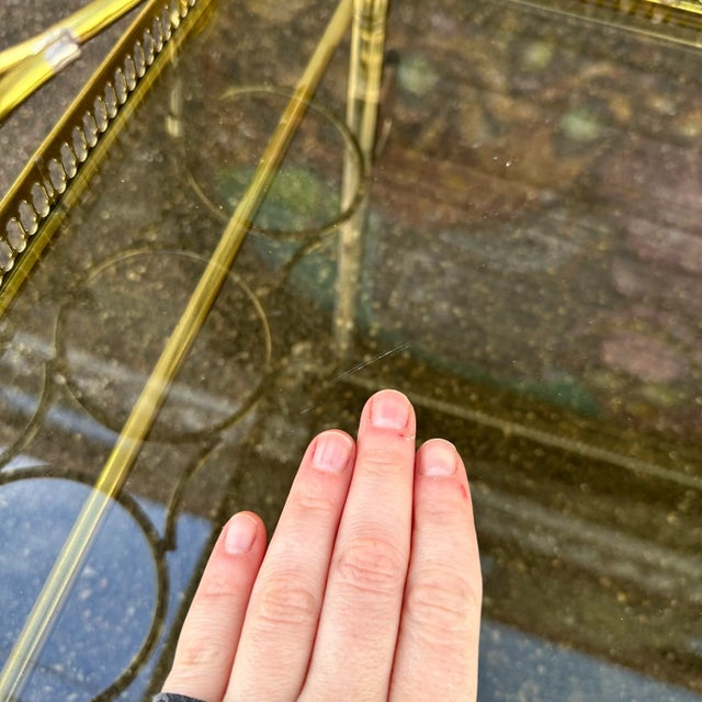 Maison Jansen Style Two Tiered Brass Bar Cart Hollywood Regency For Sale - Image 9 of 12