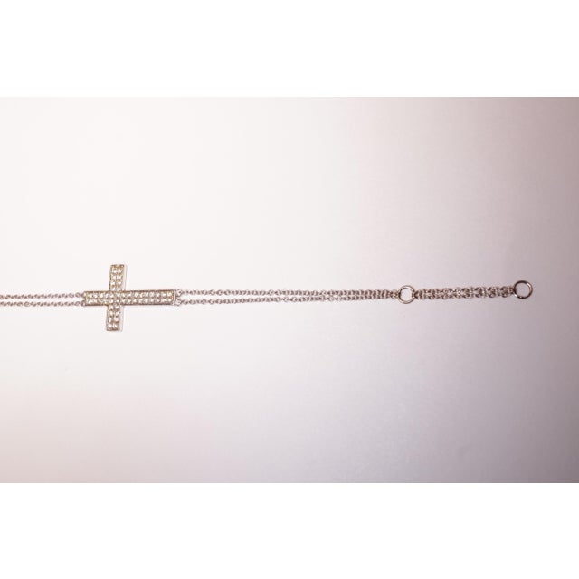 2010s Diamond Cross Bracelet in 14K White Gold For Sale - Image 5 of 6