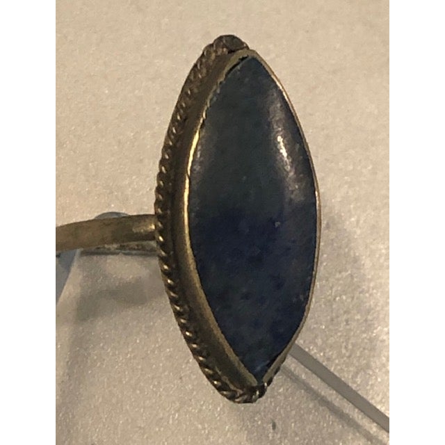 Vintage Afghan Marquise Lapis Lazulli Silver Ring (Size 7.5) For Sale - Image 12 of 12