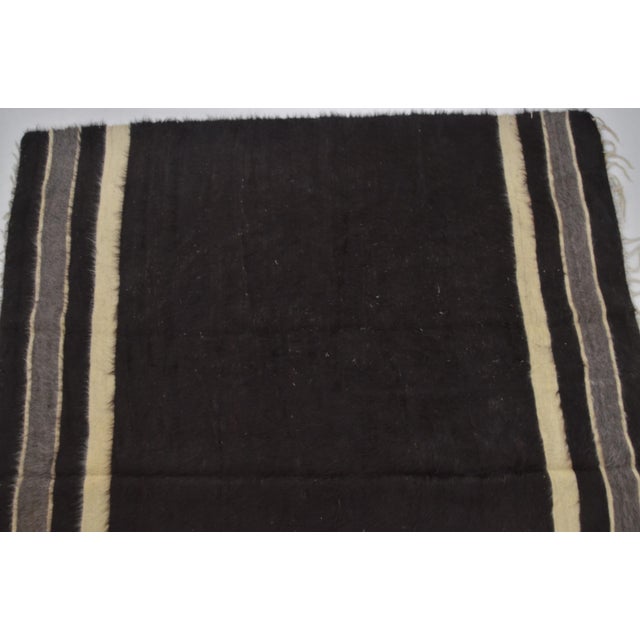1960s Black Vintage Anatolian Angora Wool Rug For Sale - Image 5 of 10