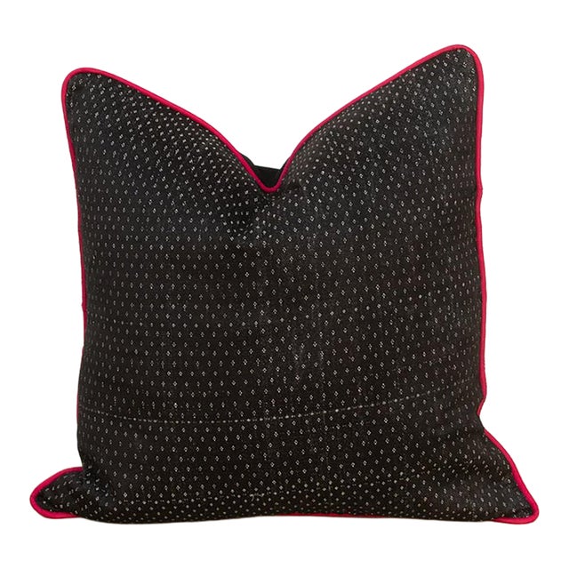 Nishi Black Dotted Ahir Handloom Pillow For Sale