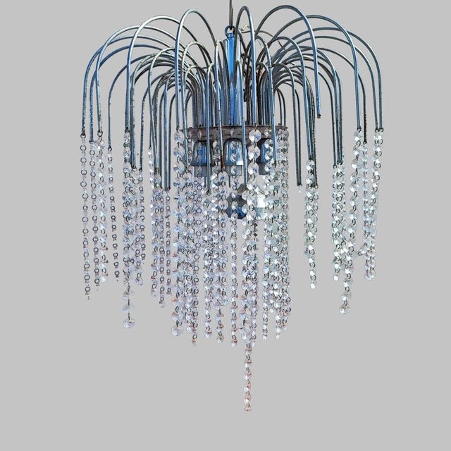 Vintage Chandelier in Metal and Glass Drops For Sale - Image 10 of 10