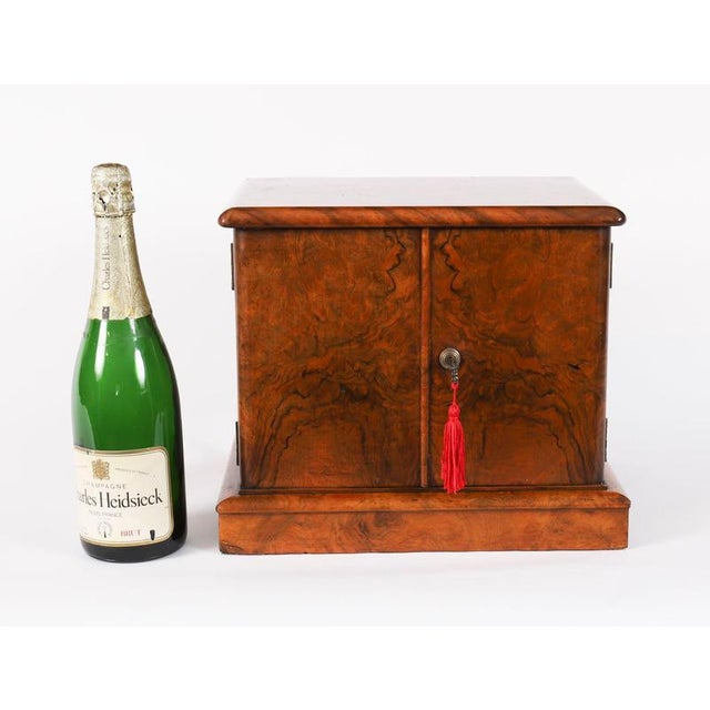 Antique Victorian Burr Walnut Cigar Humidor, 1870s For Sale - Image 12 of 13