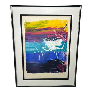 1992 Postmodern Abstract Monoprint by Kurt Merry in Custom Nielsen Pewter Frame For Sale