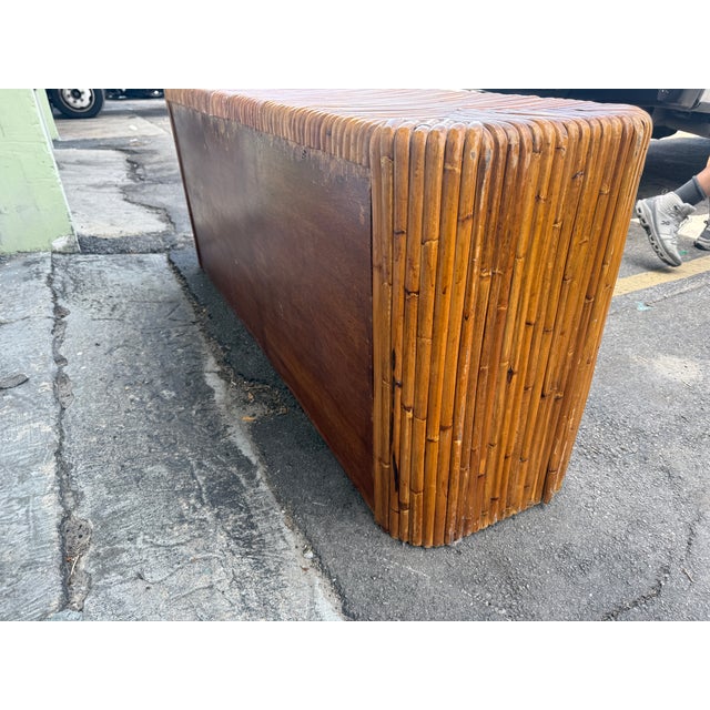 1970's Waterfall Rattan 9 Drawer Long Chest Style of Gabriella Crespi For Sale - Image 13 of 15