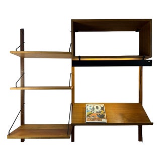Royal System Teak Wall Shelf with Lamp by Poul Cadovius for Cado For Sale