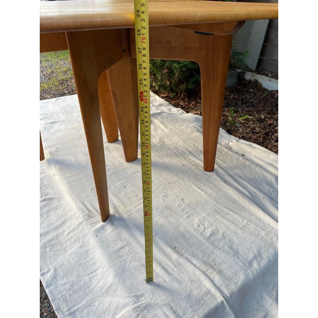 Mid 20th Century Attributed Heywood-Wakefield M166 Drop Leaf Dining Table — Mid-Century Modern Solid Maple, Sculpted Legs For Sale - Image 9 of 9