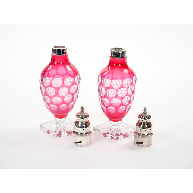 Mid-Century Modern Val Saint Lambert Pink Glass Bottles With Diamond-Cut & Etched Decoration For Sale - Image 3 of 12