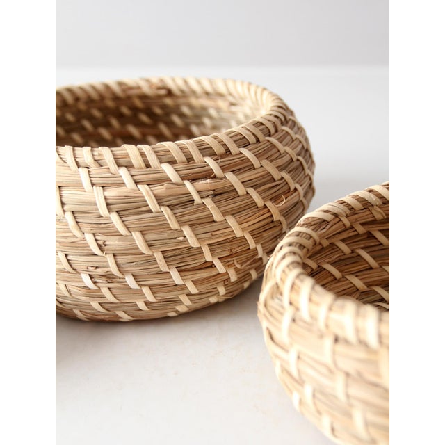 Brown Vintage Set of 3 Woven Nesting Basketsof 3 For Sale - Image 8 of 16