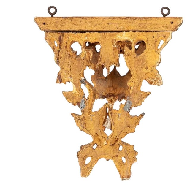 Pair of Antique Italian Giltwood Corbel Wall Bracket Sconces.