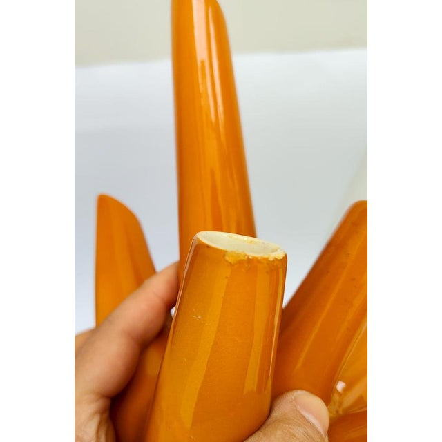 Single-Flower Vase in Amber Coral Ceramic from Vibi Turin, 1960s For Sale - Image 9 of 15